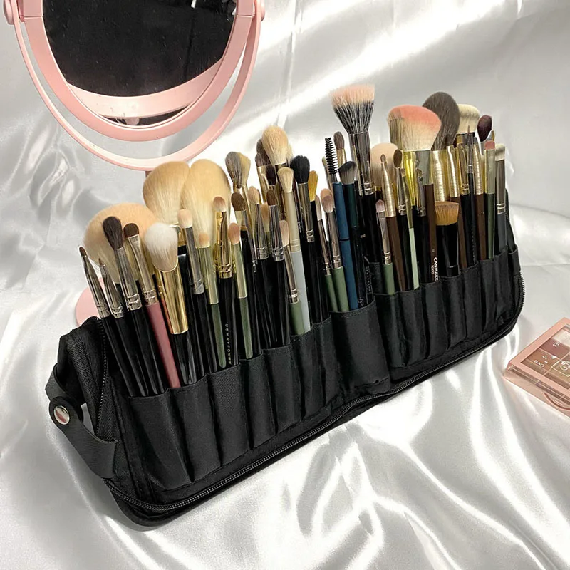 Makeup Artist Bag Large-Capacity Folding Cosmetic Brush Storage Bag Home Bathroom Brushes Holder Desktop Lipstic Organization