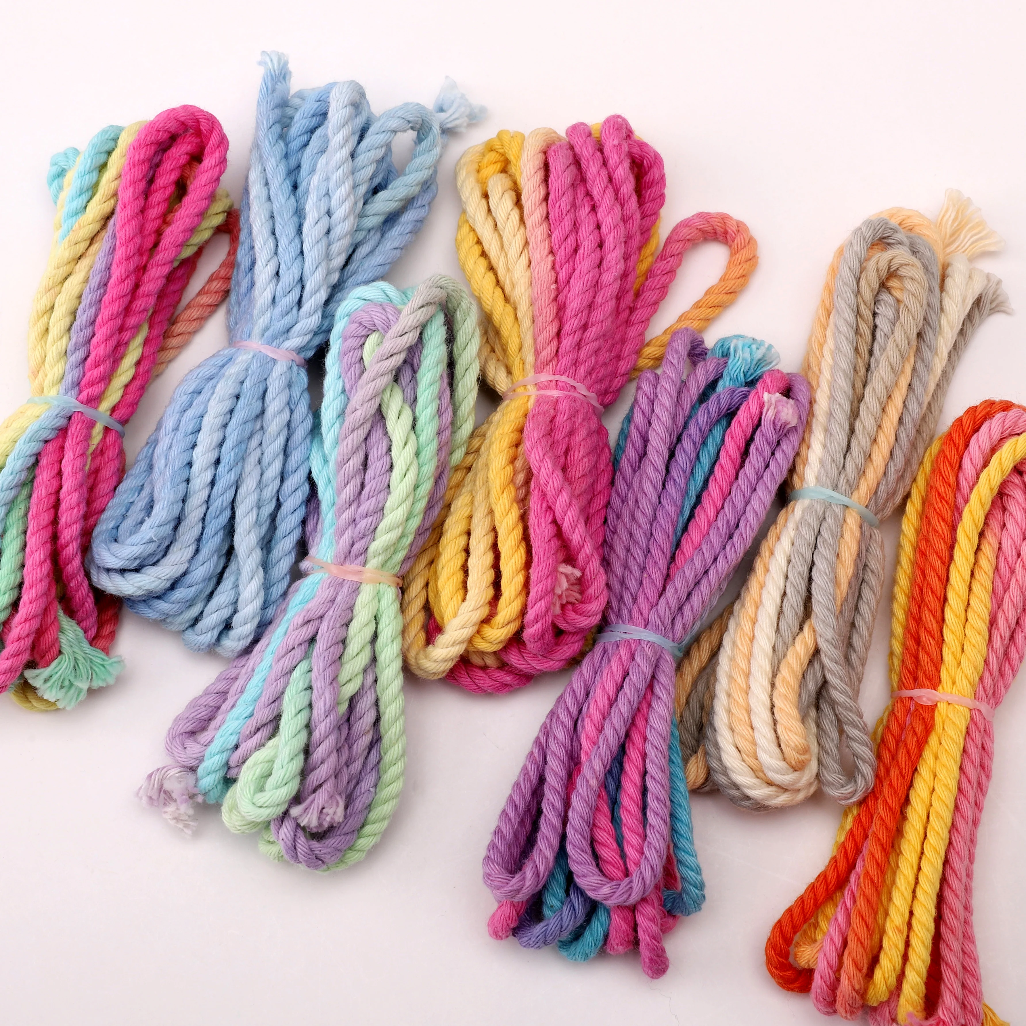 3 متر/وحدة 3.5 مللي متر التدرج اللون 3-ستراند مضفر القطن الحبل DIY بها بنفسك المفاتيح سلسلة هواتف حلية الحرف اليدوية اكسسوارات المواد