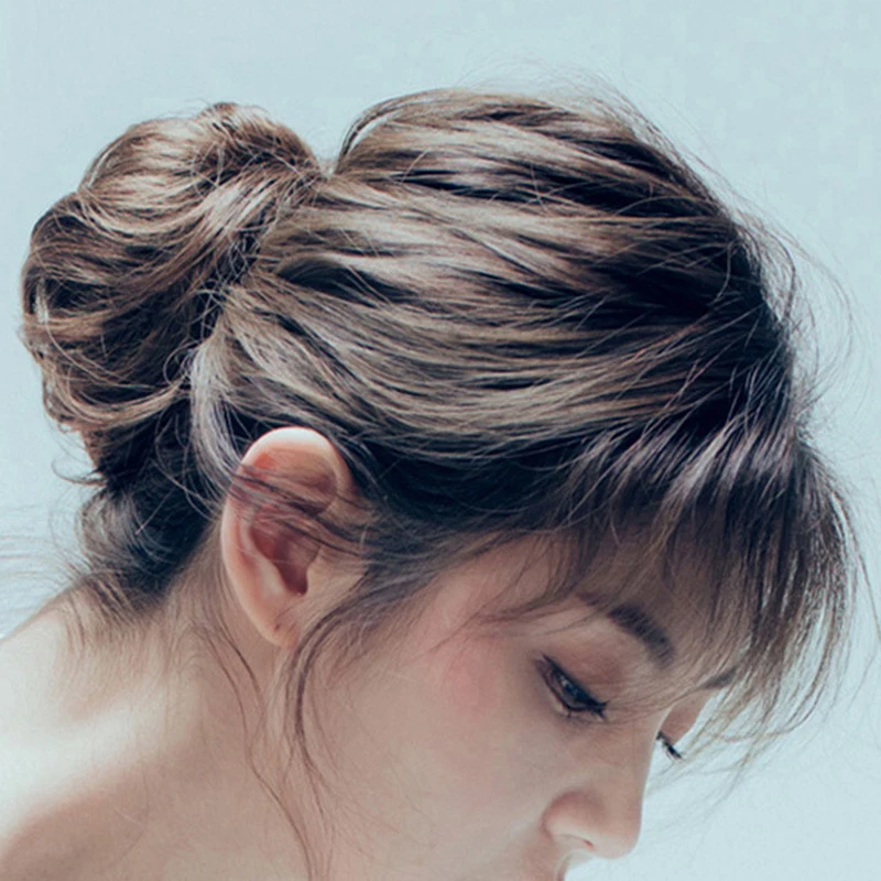 الاصطناعية الكرة رئيس وهمية Scrunchie كعكة الشعر مستقيم مجعد رباط شعر مطاطا كاذبة خصلات شعر للنساء اللحم رئيس Chignon