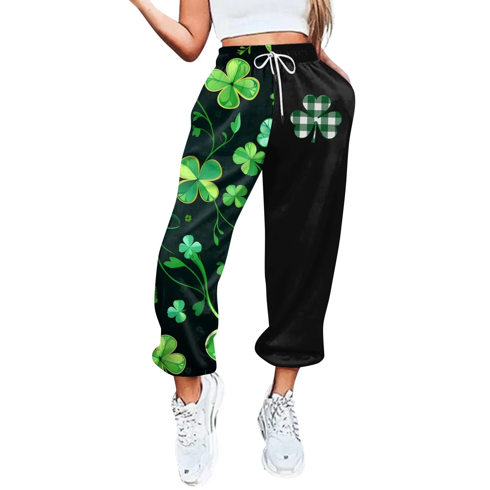 

Ireland Carnival Yoga Elasticated Womens Fitness Pajama Shamrocks Green Clovers Female Irish Casual St Patrick'S Waist Leggings