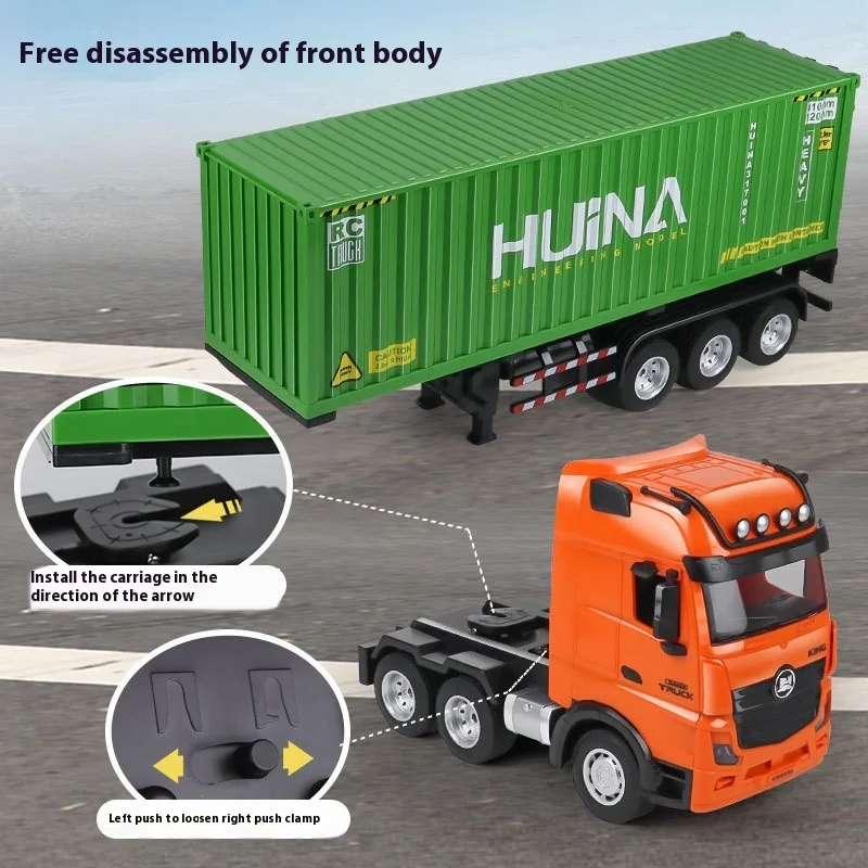 2,4 g Full Scale Fernbedienung Huina Neues Produkt 1317 Neunkanal Simulation Legierung Container Traktion Anhänger Kinderspielzeug