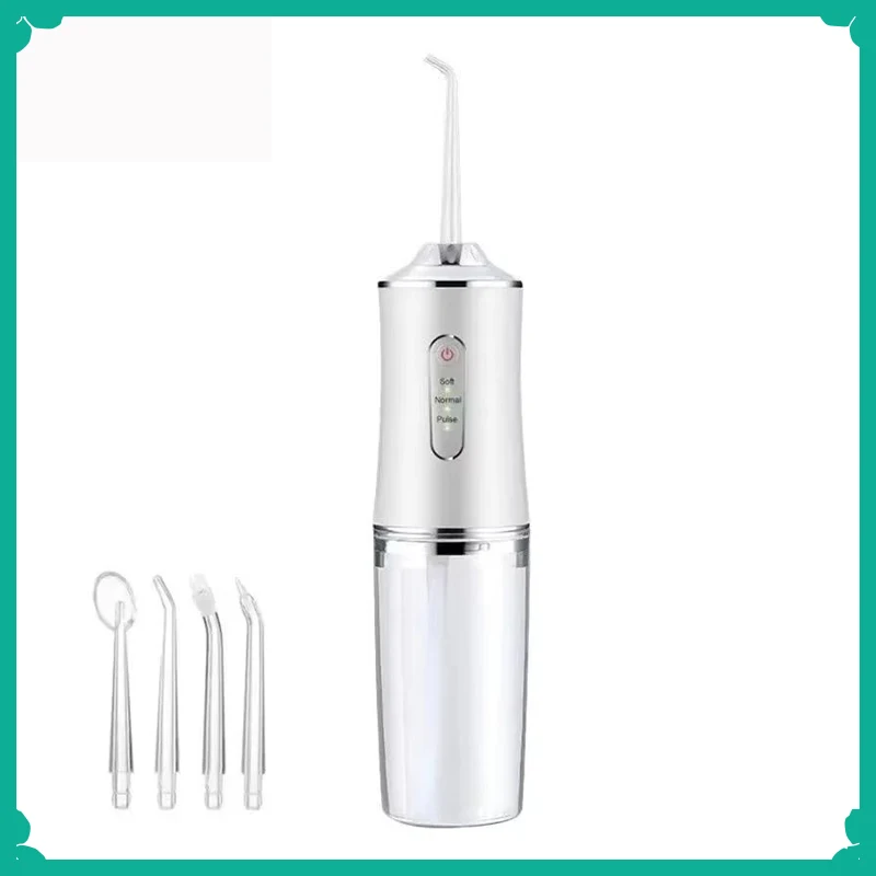 Electric Water Flosser Portable Oral Irrigator 3 Modes Dental USB Rechargeable Water Jet Floss with 4 Jet Tip 220ml IPX7 1400rpm