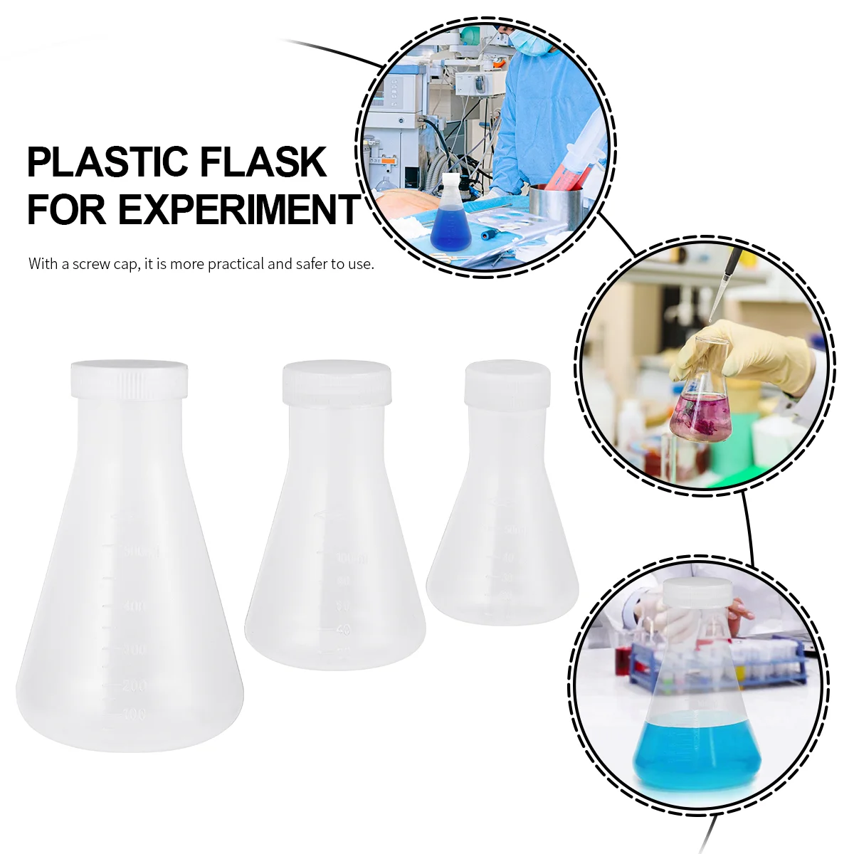 Alcohol Distillation Kit Plastic Erlenmeyer Flask with Stopper Conical for Chemistry