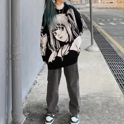 Winter Clothes Aesthetic Japanese Anime Sweater Women Gothic Jumper Death Note Pullovers Egirl Misa Amane Kawaii Emo Alt Sweater