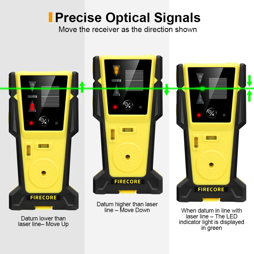 FIRECORE Red Green Laser Level Receiver Detector For F93T-XG/F94T-XG/F504T-XG/F95T-3G/F95T-4G/F304T-XG/G30/G50/G60