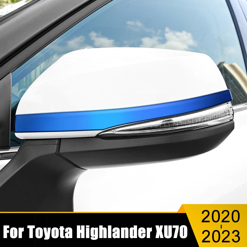 

Car Rear View Mirror Stickers For Toyota Highlander XU70 Kluger 2020 2021 2022 2023 Stainless Rearview Mirror Side Cover Strips