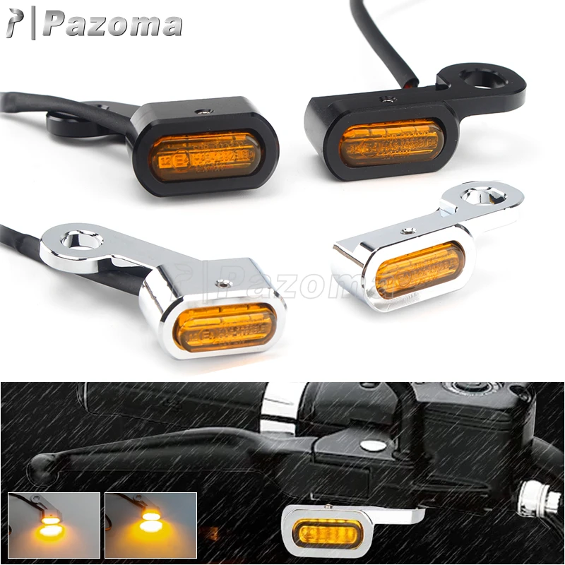 LED Motorcycle Handlebar Turn Signal Lights 12V Front Mini Size Blinker Indicator Lamp For Harley Sportster Iron XL 883 1200 48