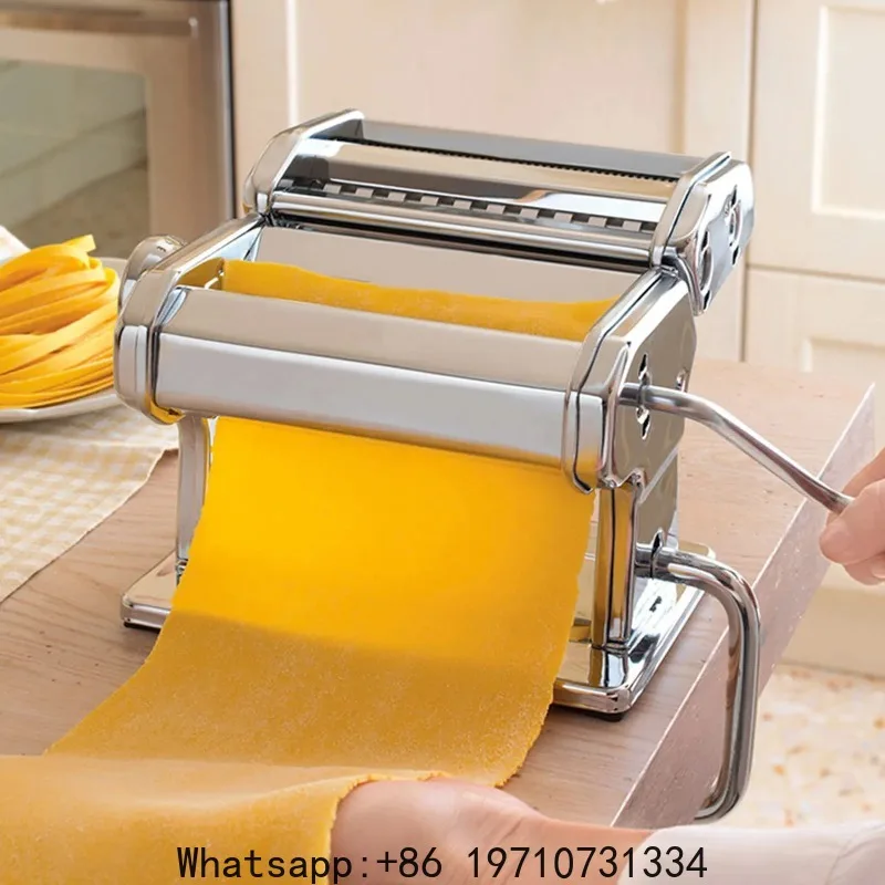 Máquina de macarrão com manivela, rolo de massa em aço inoxidável, 7 configurações de espessura, 0,5-2,5 mm, acessórios de cozinha