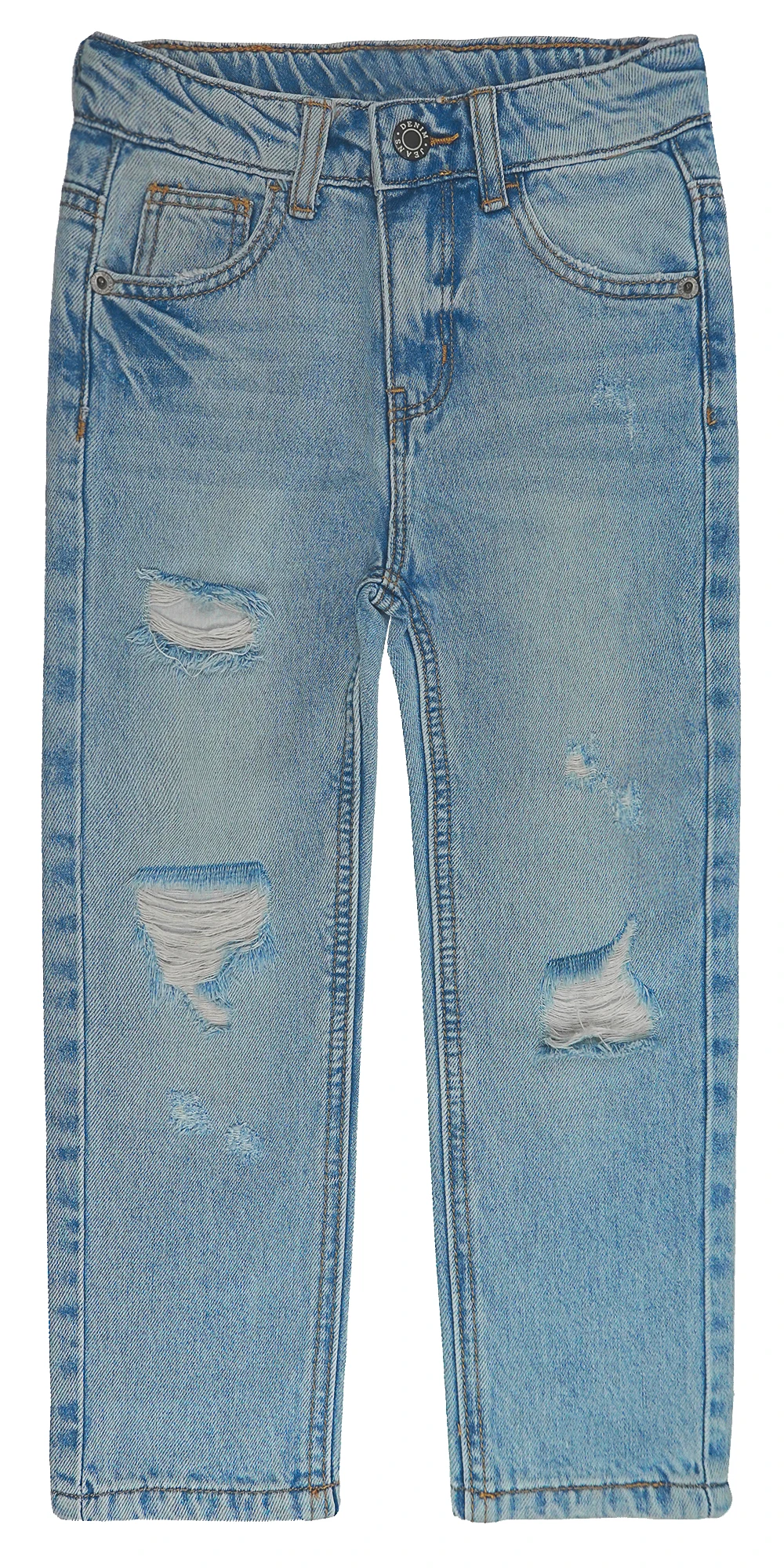 

KIDSCOOL SPACE Boys Jeans,Little Kid Elastic Band Inside Ripped Denim Pants,Light Blue,4-5 Years