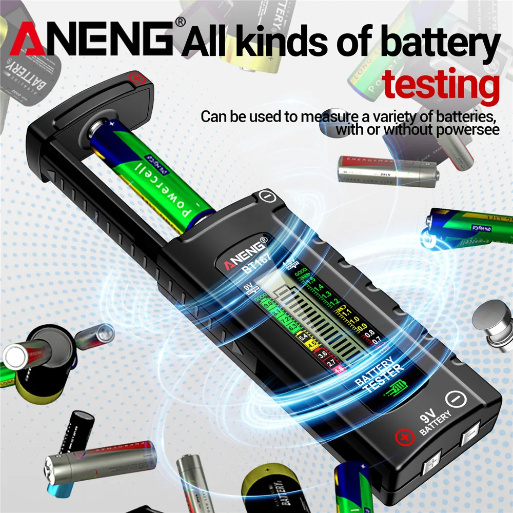 AA AAA 9V 버튼 용 조정 가능한 배터리 테스터 볼트 검사기 다중 크기 범용 배터리 테스터 전압 측정기 도구