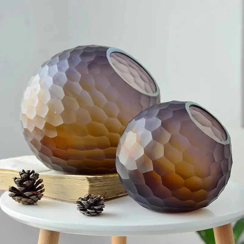 

Handmade American Glass Flower Vase round Ball Shape Gradient Color Soft Decoration Home Decorations Festive Decorations