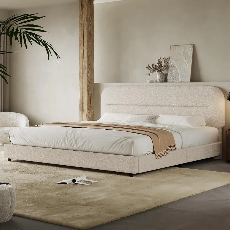 

Каркас кровати-букле размера «king-size», каркас кровати-облака с мягкой обивкой и изголовьем, каркас кровати на мягкой платформе с утолщенным изножьем,