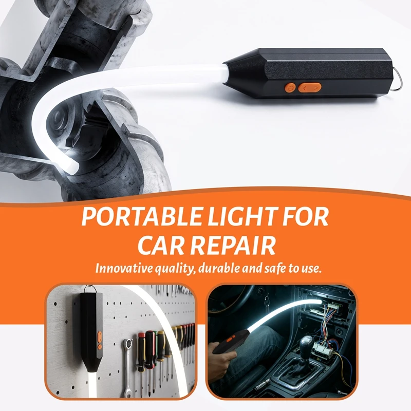 DT16 Bendable LED Work Light, Flexible LED Flashlight Stick, 2400mAh 8 Brightness Levels Portable Light for Car Repair Garage