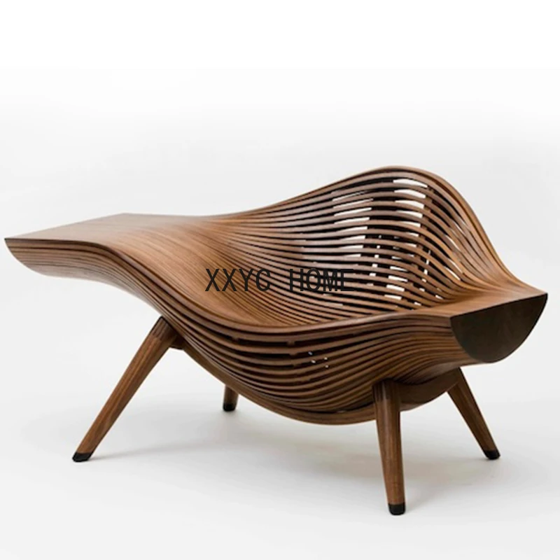 

Commercial Leisure Couch Special-Shaped Creative Antiseptic Wood Table and Chair Outdoor Solid Wood Bench Art Gallery