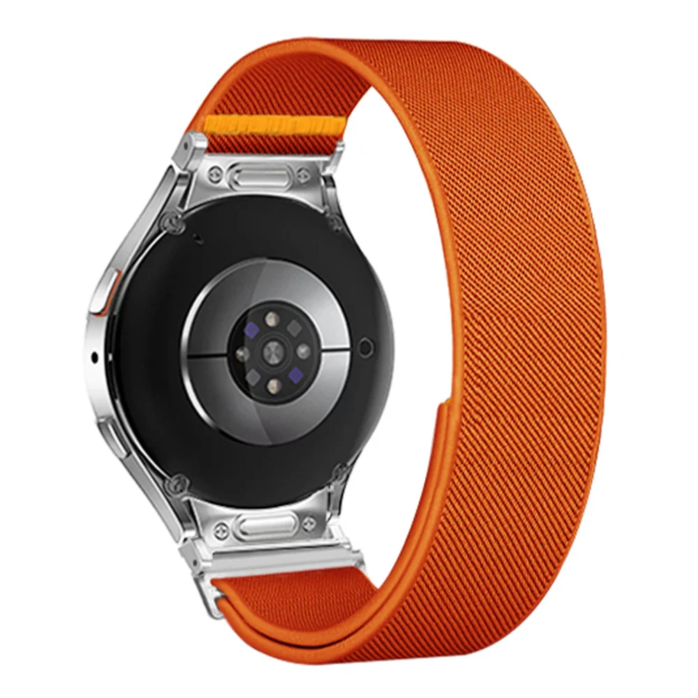 

Для Samsung Galaxy Watch7 44 мм/40 мм нейлоновый ремешок для часов, регулируемый эластичный сменный ремешок - оранжевый
