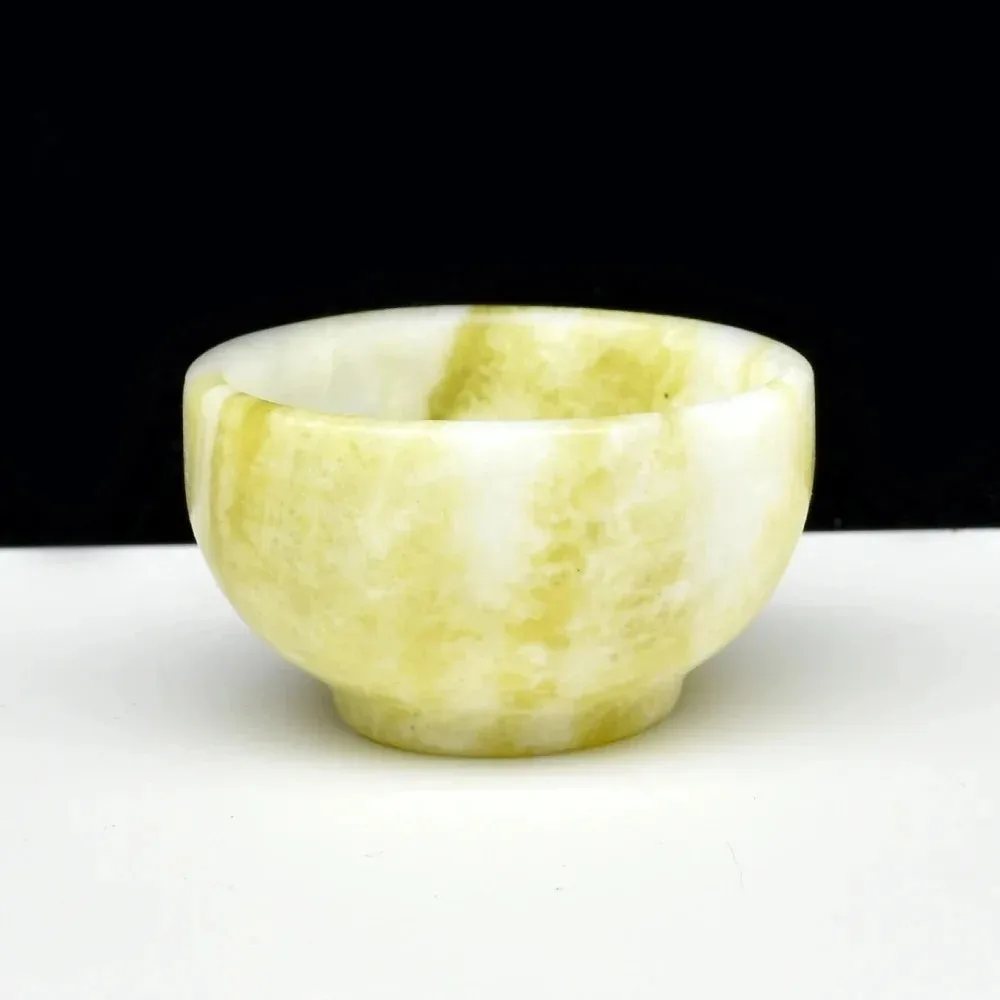 Natural Crystal Quartz Degaussing Bowl, Reiki Healing Stone Cauliflower Jade Cup, Energy Cleansing Crystal Bowl for