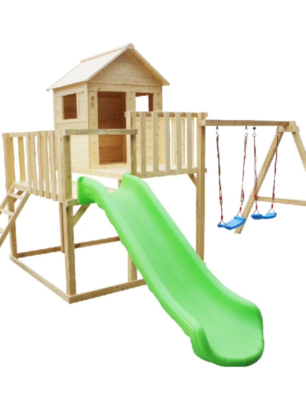 Outdoor  household antiseptic wood playground equipment, kindergarten, outdoor tree house, swing, log cabin, slide slide custom