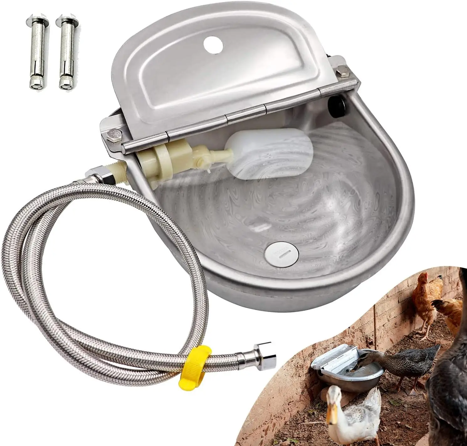 

Automatic Stainless Steel Dog Water Dispenser - Large Self-Filling Water Trough for Pets & Livestock