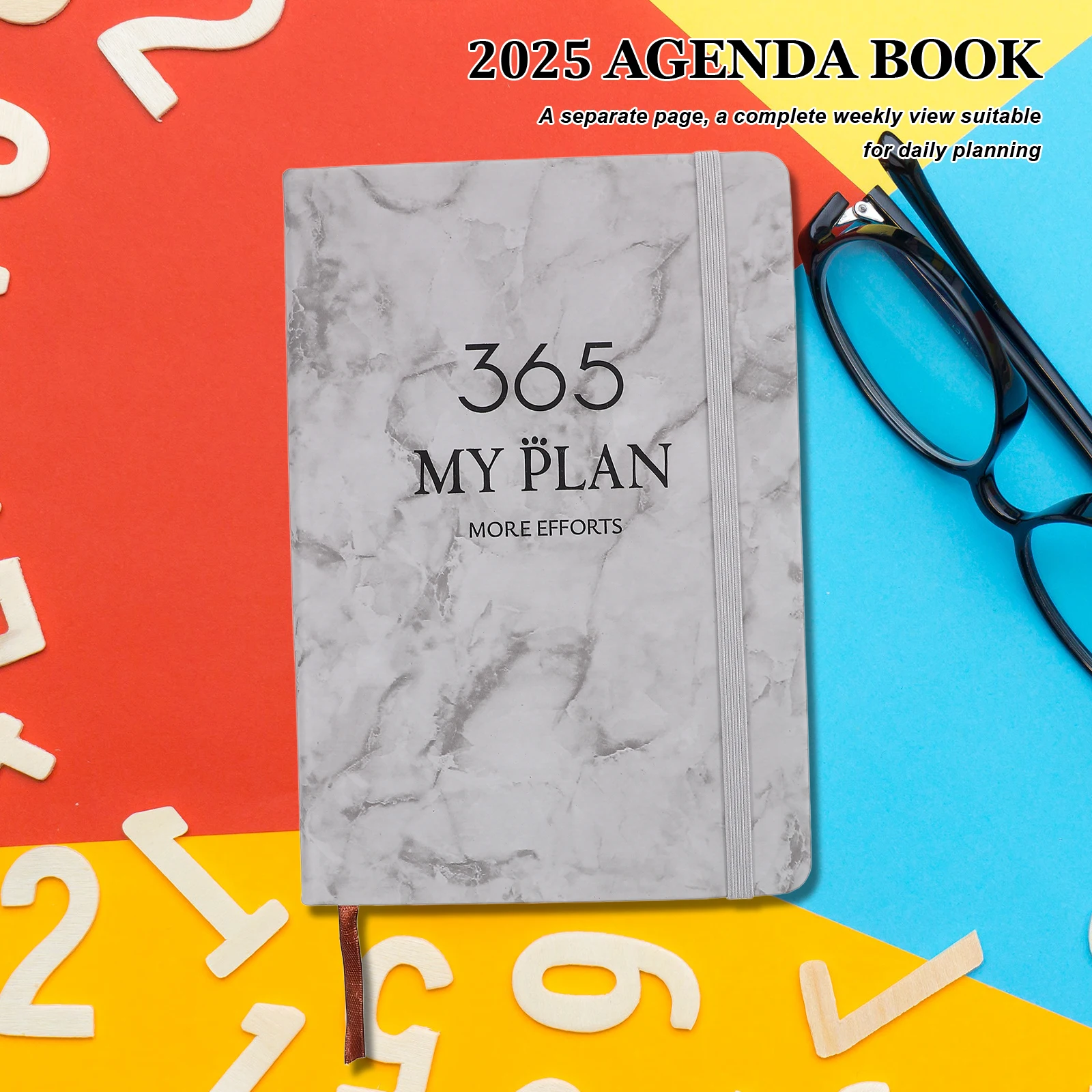 

Daily Agenda Book Marble Planner Note Book A5 Thick Paper Anti Ink Shadow Multi Function Organizer For Students
