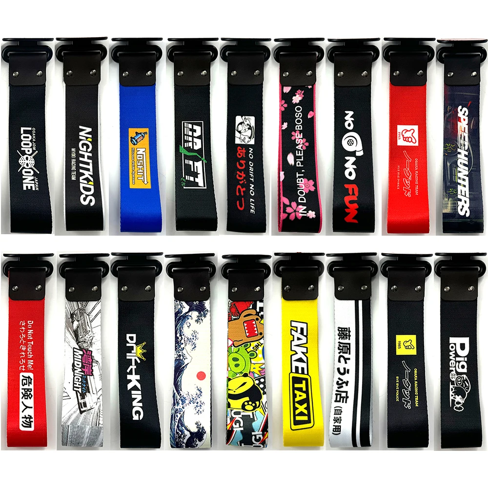 

1pc JDM Racing Style Towing Strap Stickers Car Trailer Ropes Hook Individual Decoration For JDM Tow Strap Auto Accessories