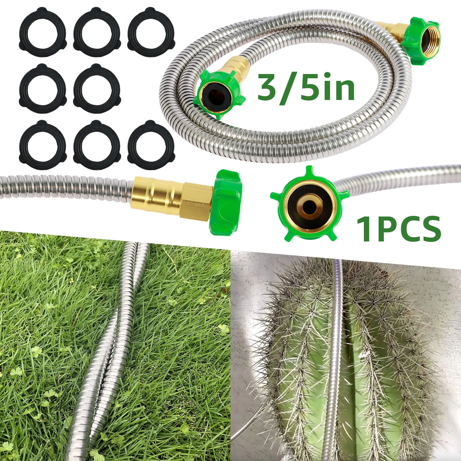 

Short Garden Hose 3FT 5FT US 304 Stainless Steel Garden Leader Hose with Female to Female Connector Leakproof Outdoor Flexible