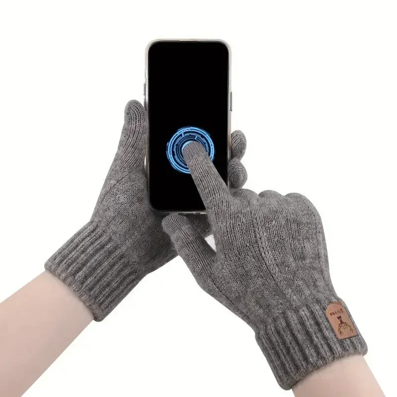 Luvas quentes de inverno com tela sensível ao toque unissex, luvas de malha para dedos, laváveis à máquina, ideais para viagens, ciclismo, esportes
