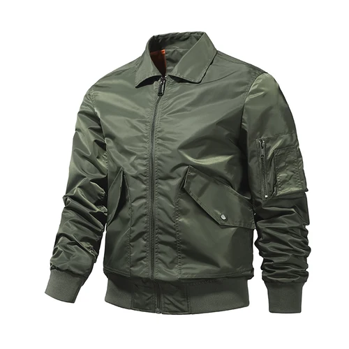 Chaqueta de piloto Air Force MA1 para hombre, chaqueta de béisbol cálida a prueba de viento de color sólido, ropa de trabajo de gran tamaño para otoño e invierno, 2025