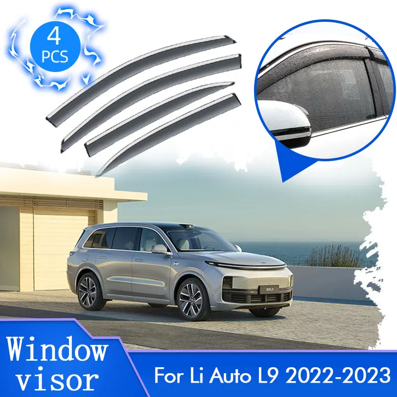 For Li Auto Lixiang Leading Ideal L9 2022 2023 Side Sun Rain Window Visor Vent Shades Deflectors Guard Awning Cover Accessories