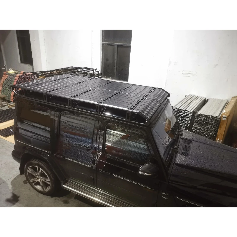 Heavy Duty Aluminum Expedition Style Roof Cargo Basket With Wind Deflector Plate Universal Off-Road Vehicle Exterior Storage Acc