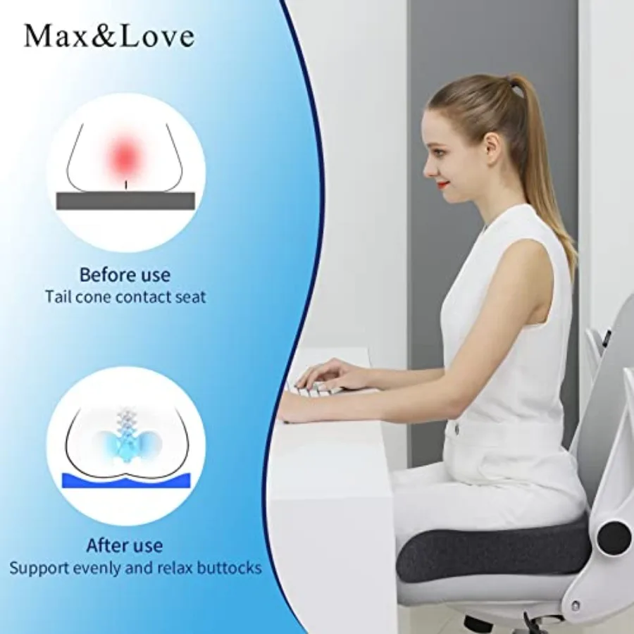 Memory Foam Seat Chair Cushion for Relieves Back Sciatica Pain Tailbone Pain Coccyx Degenerating Disc Orthopedic Osteoarthritis