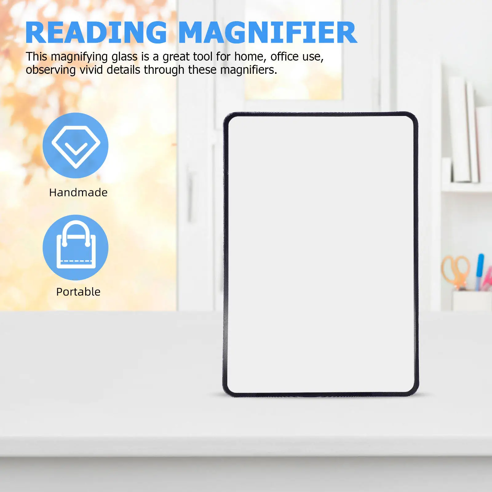 4Pcs Magnifying Sheet for Reading 3X Clear Lens Black Frame Compact Lightweight Page Magnifier for Books Maps Office Car Travel
