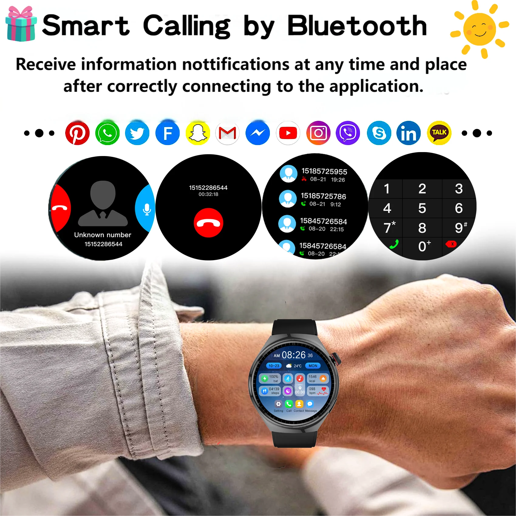 للساعات GT سلسلة ساعة ذكية الرجال النساء HD شاشة بلوتوث دعوة GPS المقتفي معدل ضربات القلب IP68 مقاوم للماء SmartWatch 2025 #4