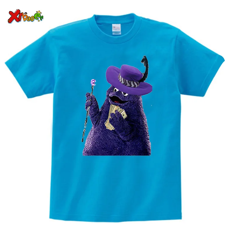 Birthday T-shirt Family Summer GRIMACE Boys Girls Short-Sleeved T Shirts Casual Party T Shirt Cartoon Image Shirt Kids Clothing