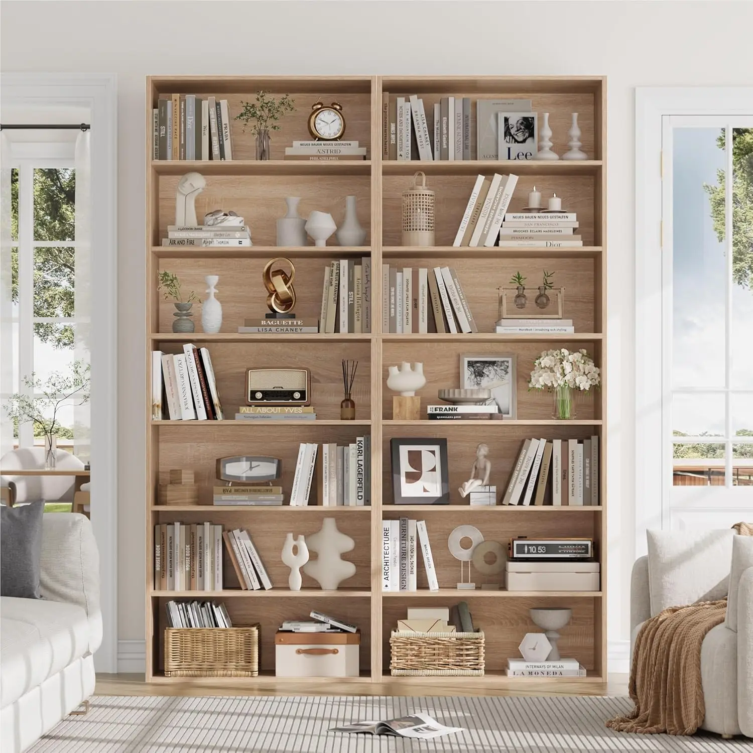 Bücherregal، Regal mit 7 Facherern، Bücherschrank، Standregal، Aufbewahrungsregal، فور Wohnzimmer Büro Schlafzimmer، 209,5 × 60 ×