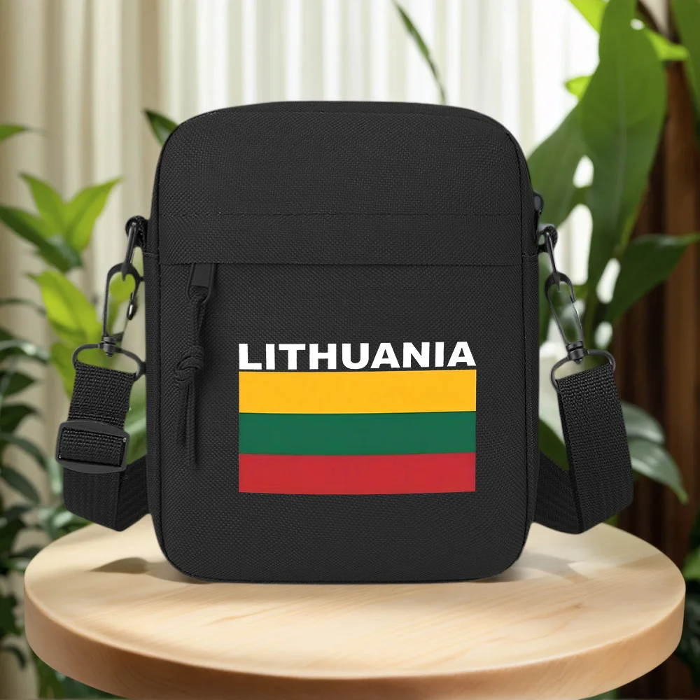 Lithuania flag,horizontal stripes pattern Men Crossbody Bag Single Shoulder Women Cartoon Anime Film Printing Design Unisex