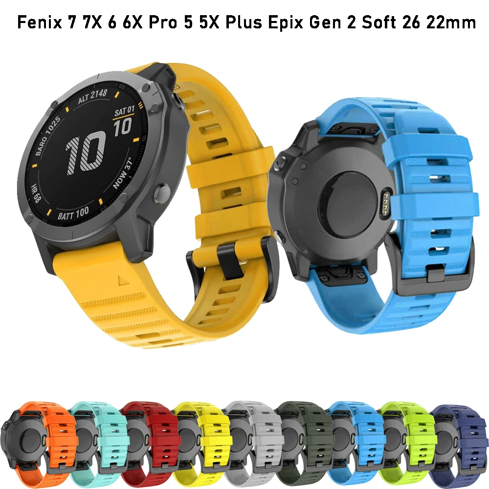 

QuickFit 26mm 22mm Strap For Garmin Fenix 7X 6X 7 6 5 5X Plus Epix Pro 51mm/Enduro 2 3HR Official Silicone Watch Band Bracelet