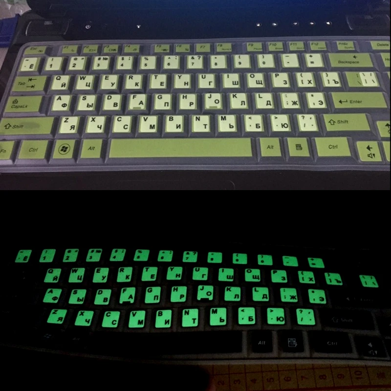 Adesivos teclado transparentes russos, adesivos luminosos universais para teclado, substituição para qualquer laptop, laptop