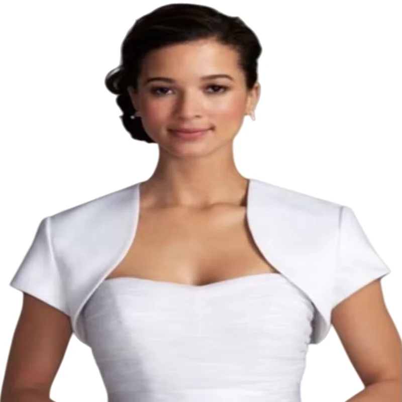 Coprispalle da sposa in raso con maniche corte sexy su misura