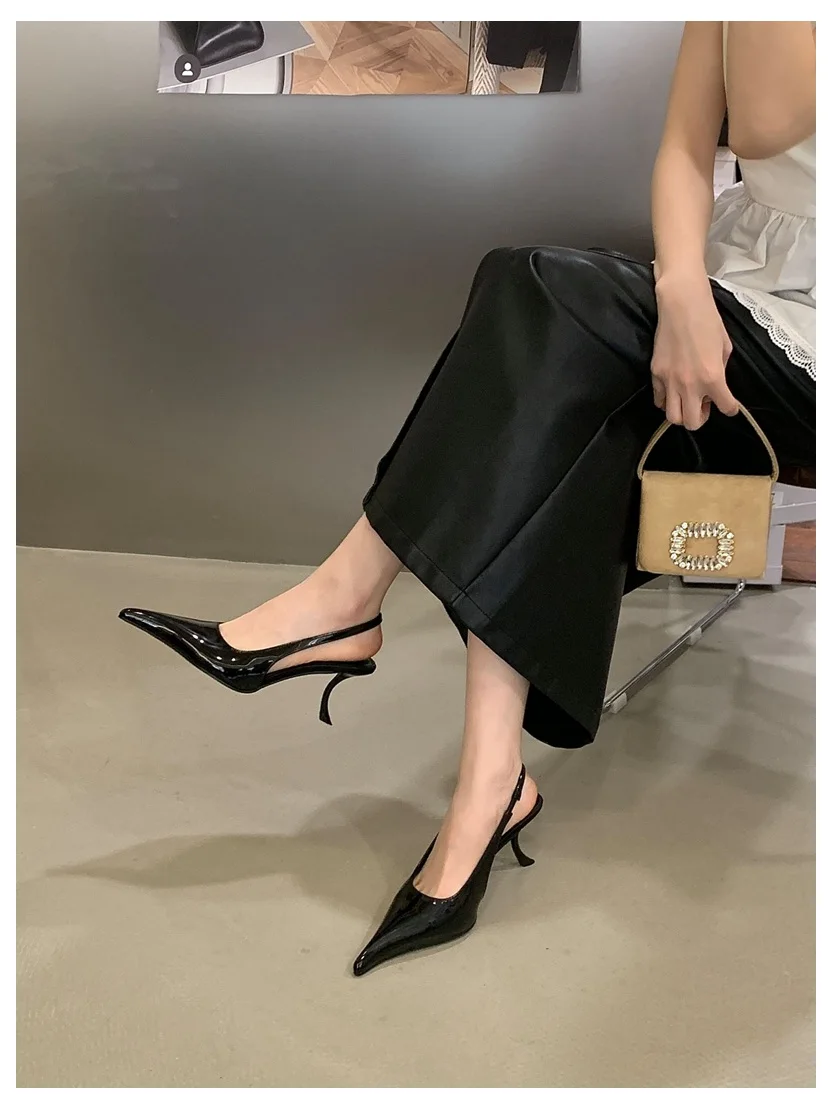 2026 SPring New Brand Pointed Toe Slingback Sandal Thin Heel Pumps Shallow Slip On Ladies Elegant Sandal Fashion Pumps For Party