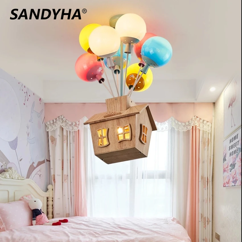 

Modern Creative Led Chandeliers Children Flying Color Glass Pendant Lights Boys Girls Bedroom Home Decor Luces Para Habitacion