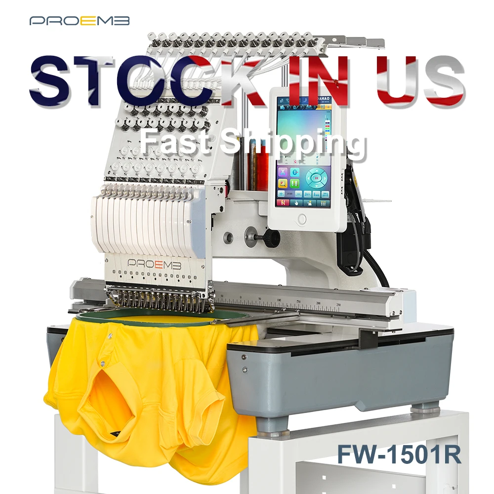 PROEMB US Overseas Warehouse Fast Shipping Embroidery Machine Computerized Embroidery Machine Cap Single Head Embroidery Machine