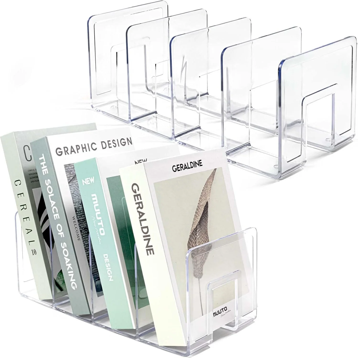 

Book Organizer Clear File Sorter, Large Slot Acrylic Desk Organizer, Desktop File Folder Holder Organizer, Office Stand Rack fo