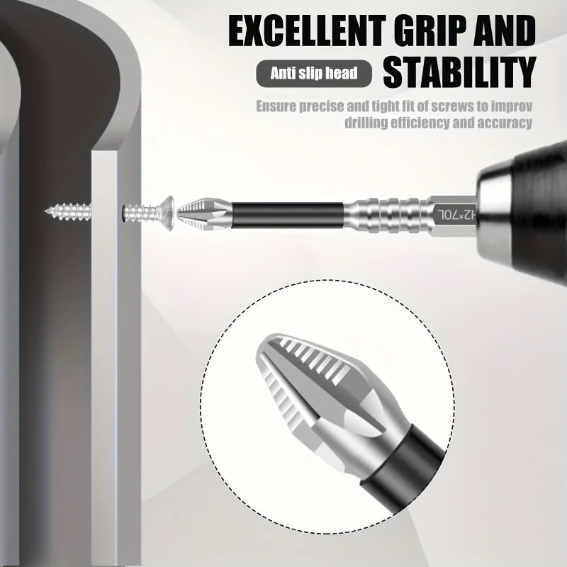 4pcs Anti-Slip & Shockproof PH2 Phillips Screwdriver Bit Set, Non-slip Alloy Steel Cross Head Impact Resistant Bits