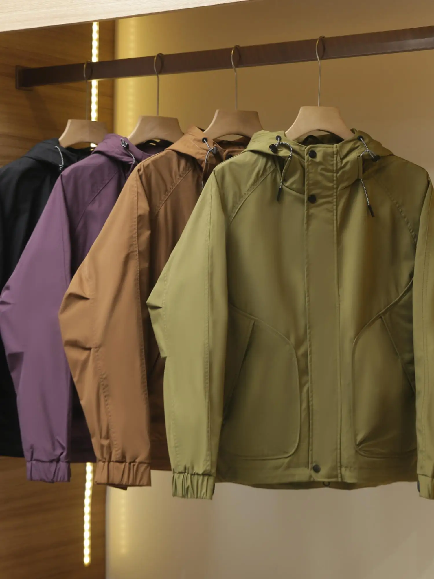 

Outdoor Spring Anti-Wind Waterproof Hooded Jacket Couple Style Men's Women's Fain Standard Fit Youth Popular Fashion
