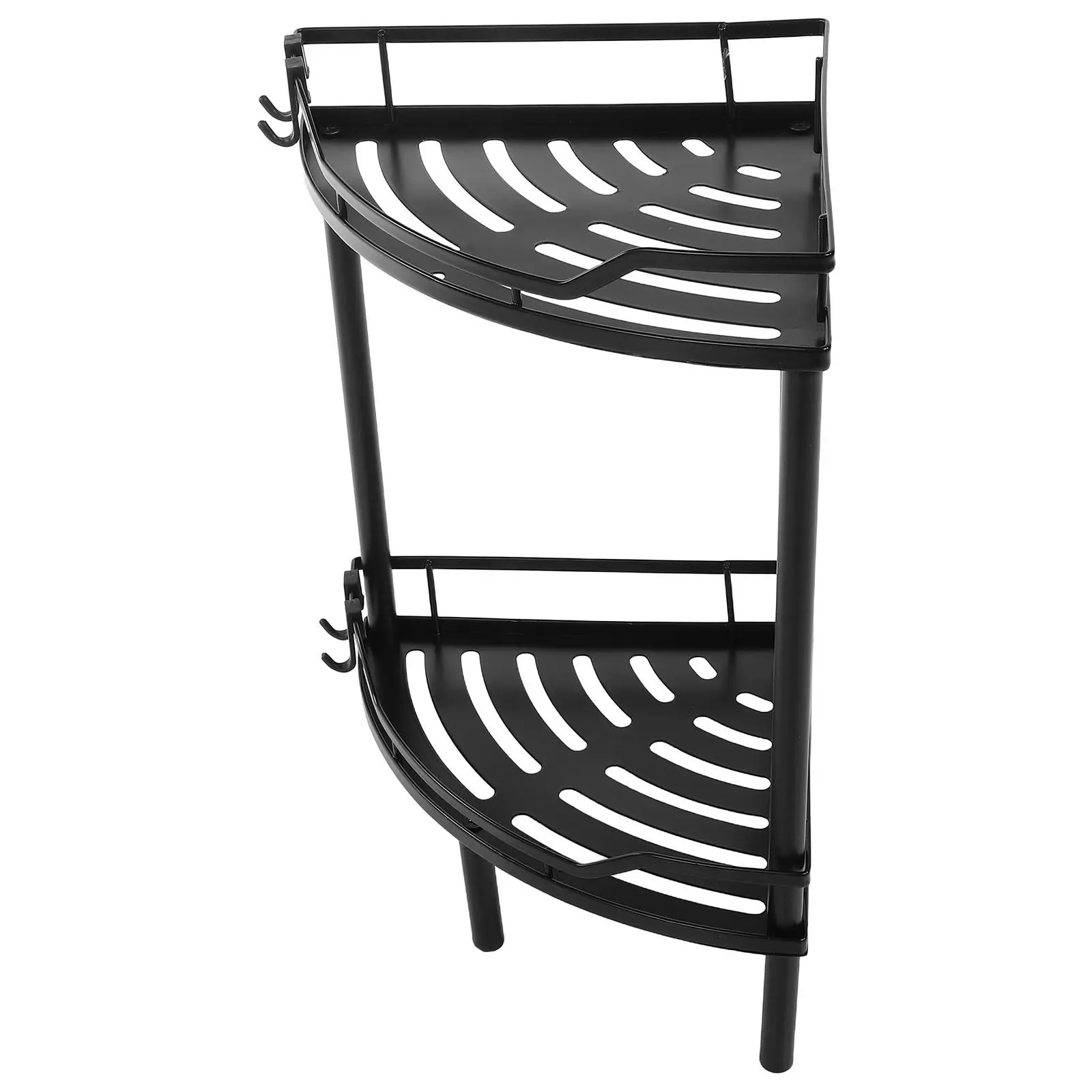 

Матовая черная металлическая угловая полка с 2 ярусами, треугольная, для хранения, устойчивая, настенная, органайзер для ванной комнаты, душа, туалета