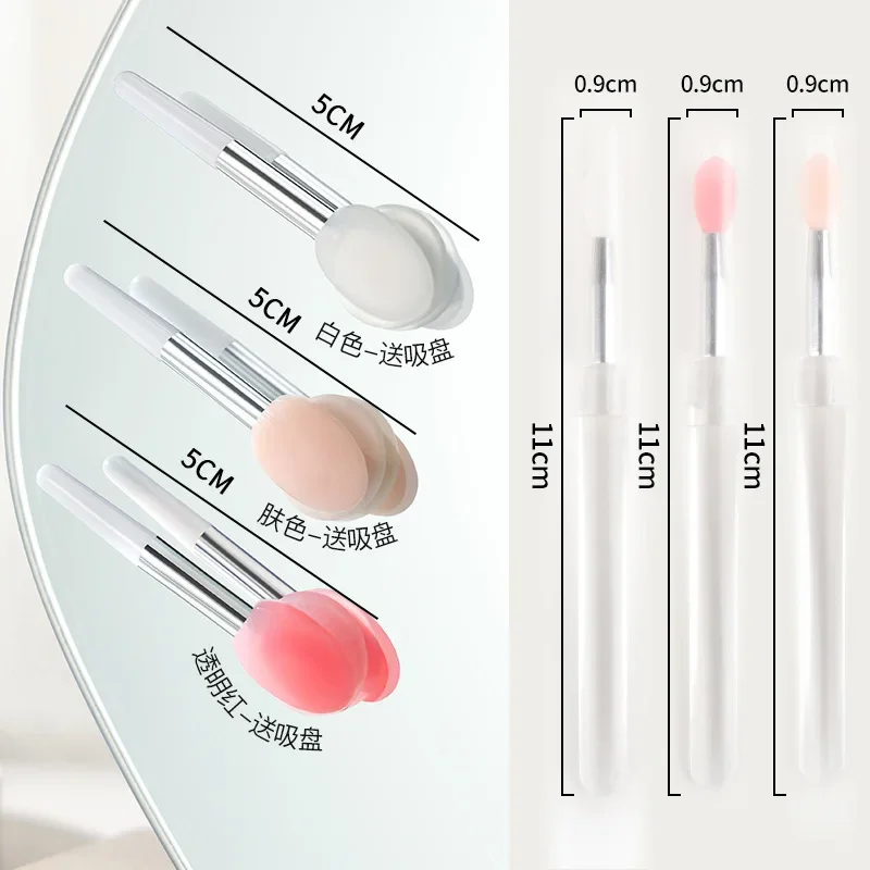 Small Silicone Lip Brushes with Dustproof Cover Lipstick Brush Stick Lip Makeup Brush Tools Easy To Carry Cosmetic Accessories