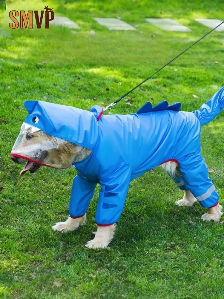 

Medium and Large Dogs Four Legged Waterproof All Inclusive Raincoat Anti Dirty Border Collie Pet Poncho with Leash
