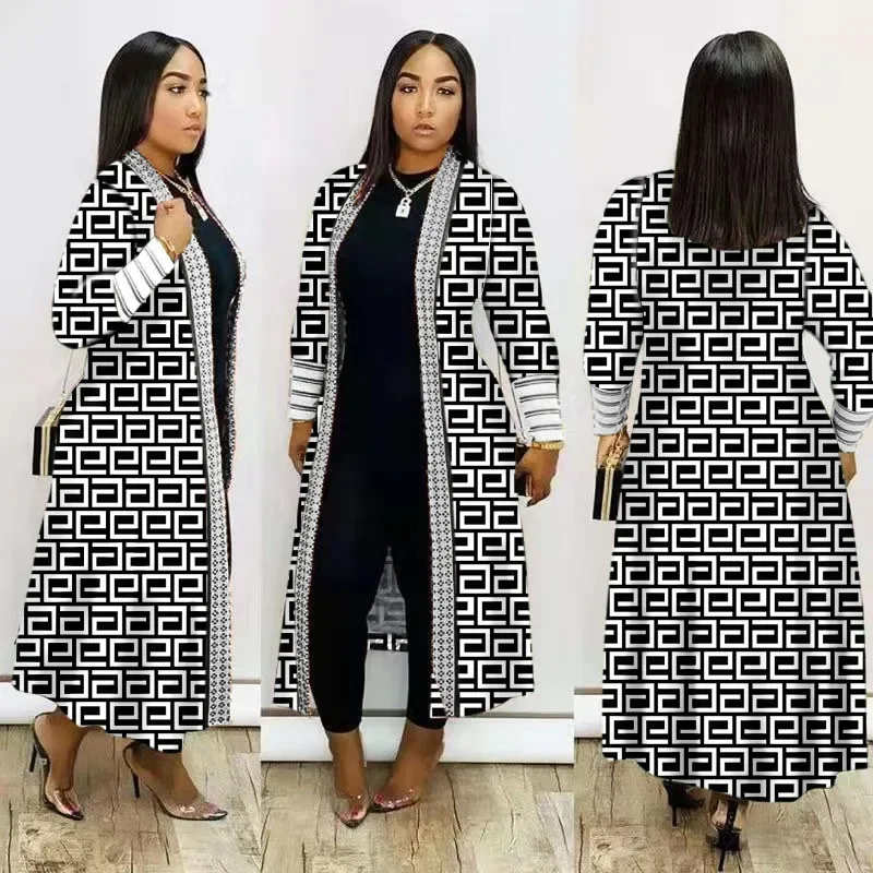 Mandylandy Printed Lip Cardigan Outwear Women Long Sleeve Leopard Print Nylon Coat Jacket Casual Straight Coats Cardigan