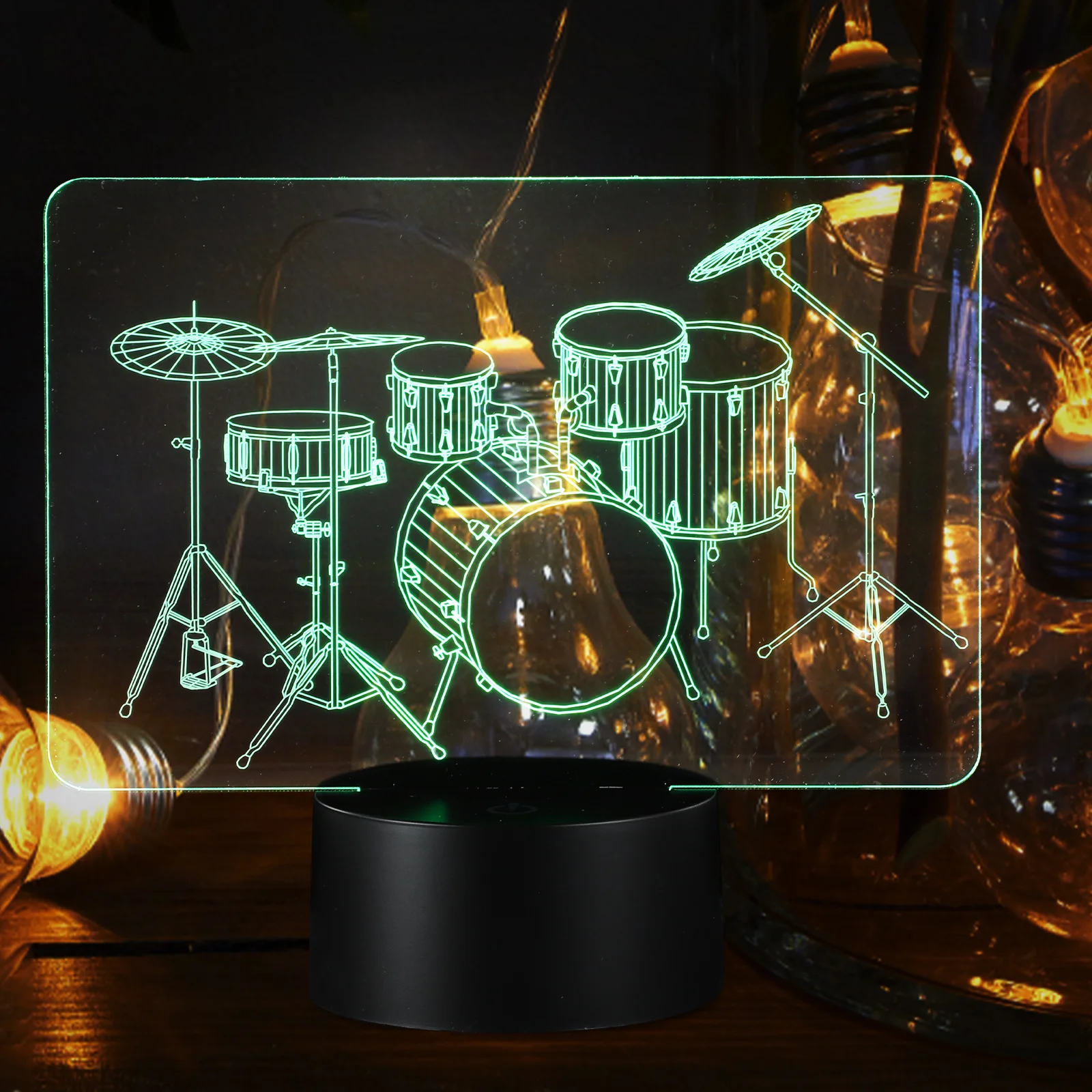 

LED 3D Drum Kit Night Light Touch Control USB Powered Kids Bedroom Decor Acrylic Table Lamp for Child Room illumination