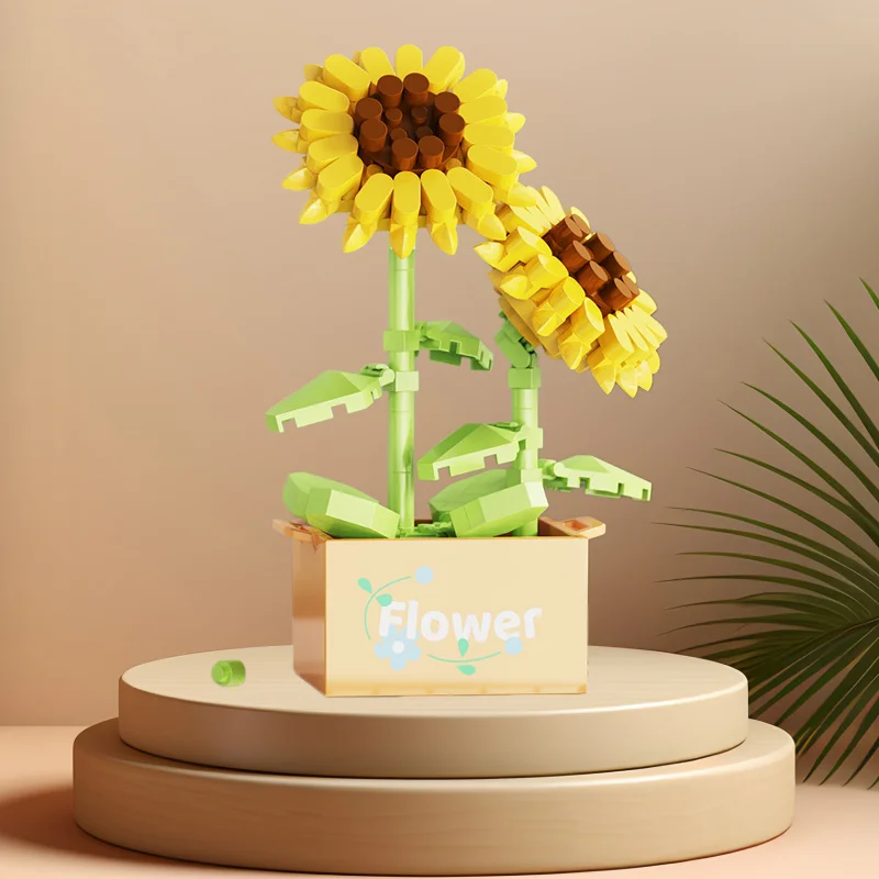 Flower Bouquet Mini Particle Building Blocks Flower Kit 3D DIY Creative Plants Micro Bricks for Home Decor Girl Gift Adults Kids